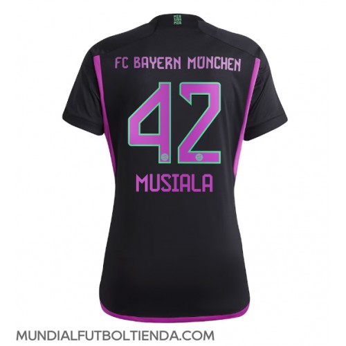 Camiseta Bayern Munich Jamal Musiala #42 Segunda Equipación Replica 2023-24 para mujer mangas cortas